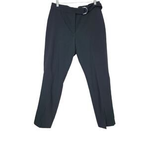 H & M Trousers Tapered Ankle Pants Women 10 Black Split Hem Office Wear Causal